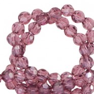 Top Glas Facett Glasschliffperlen 4mm rund Aubergine purple-pearl shine coating